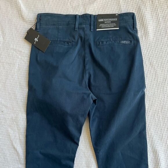 NWT 7 for All Mankind Men’s LUXE PERFORMANCE SLIMMY CHINO IN SATEEN NAVY sz 28 - Picture 7 of 11